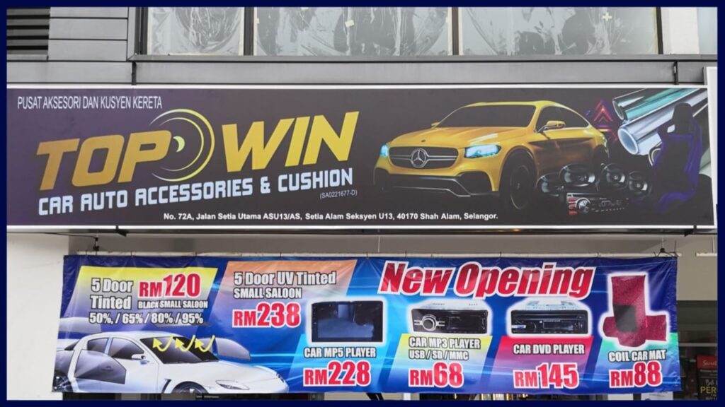 topwin car auto accessories and cushion setia alam