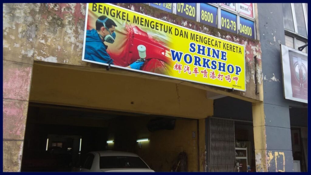 shine workshop bengkel mengetuk dan mengecat kereta