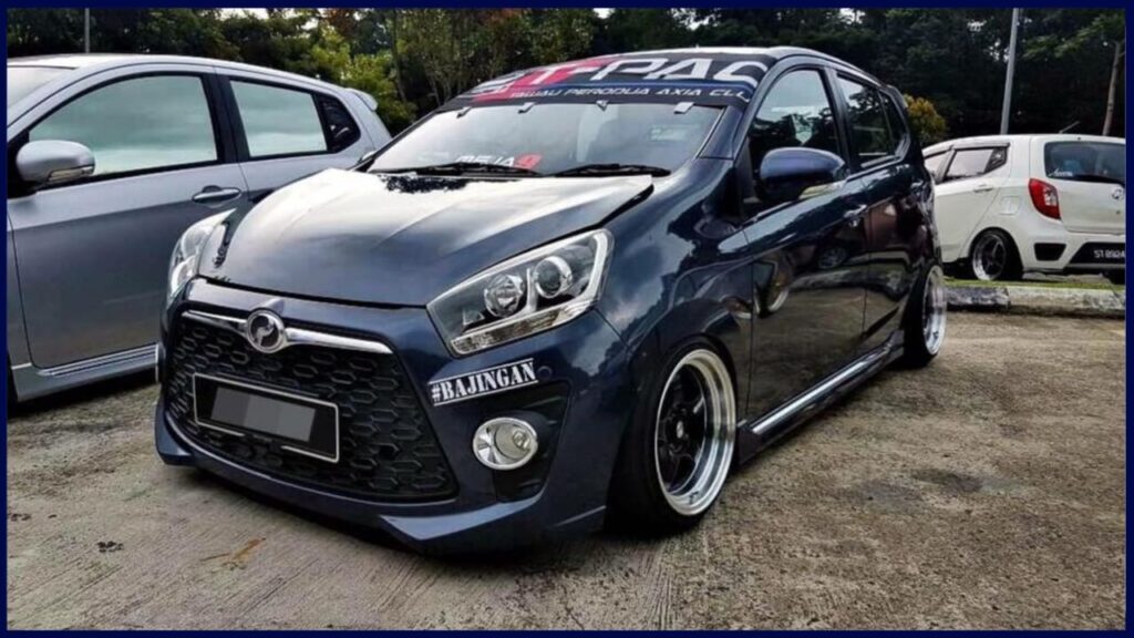 modified kereta perodua axia simple black metalic