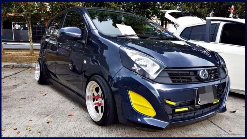 modified kereta perodua axia simple navy