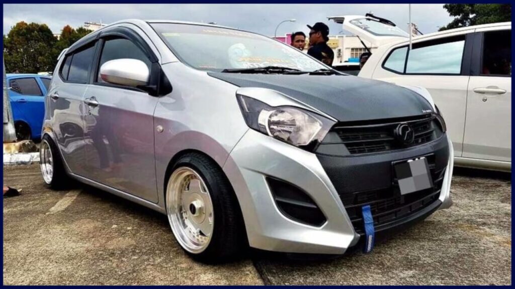 modified kereta perodua axia simple silver black