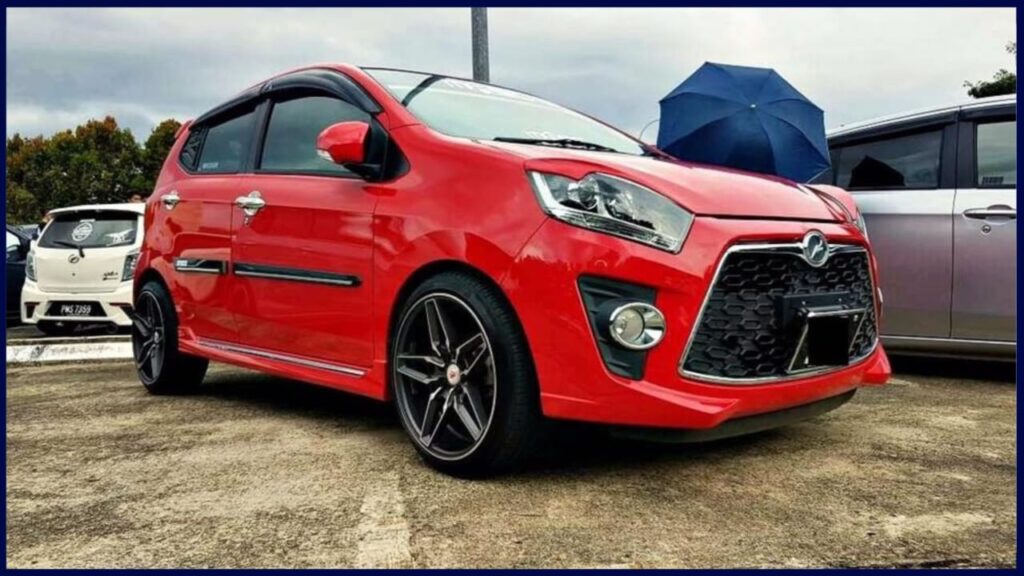 perodua axia modified red